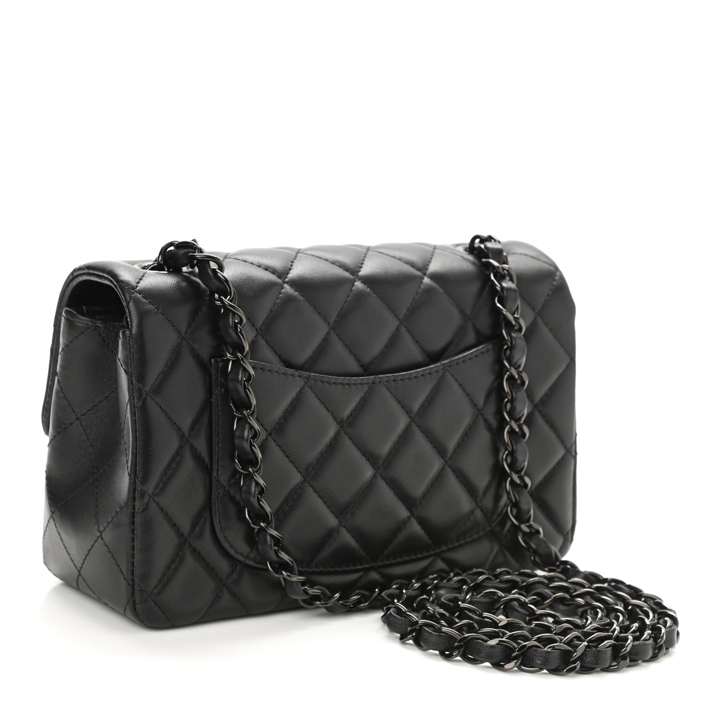 Lambskin Quilted Mini Rectangular Flap So Black