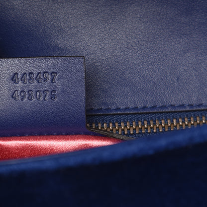 Gucci Velvet Matelasse Small GG Marmont Shoulder Bag Cobalt Blue 7 of 9