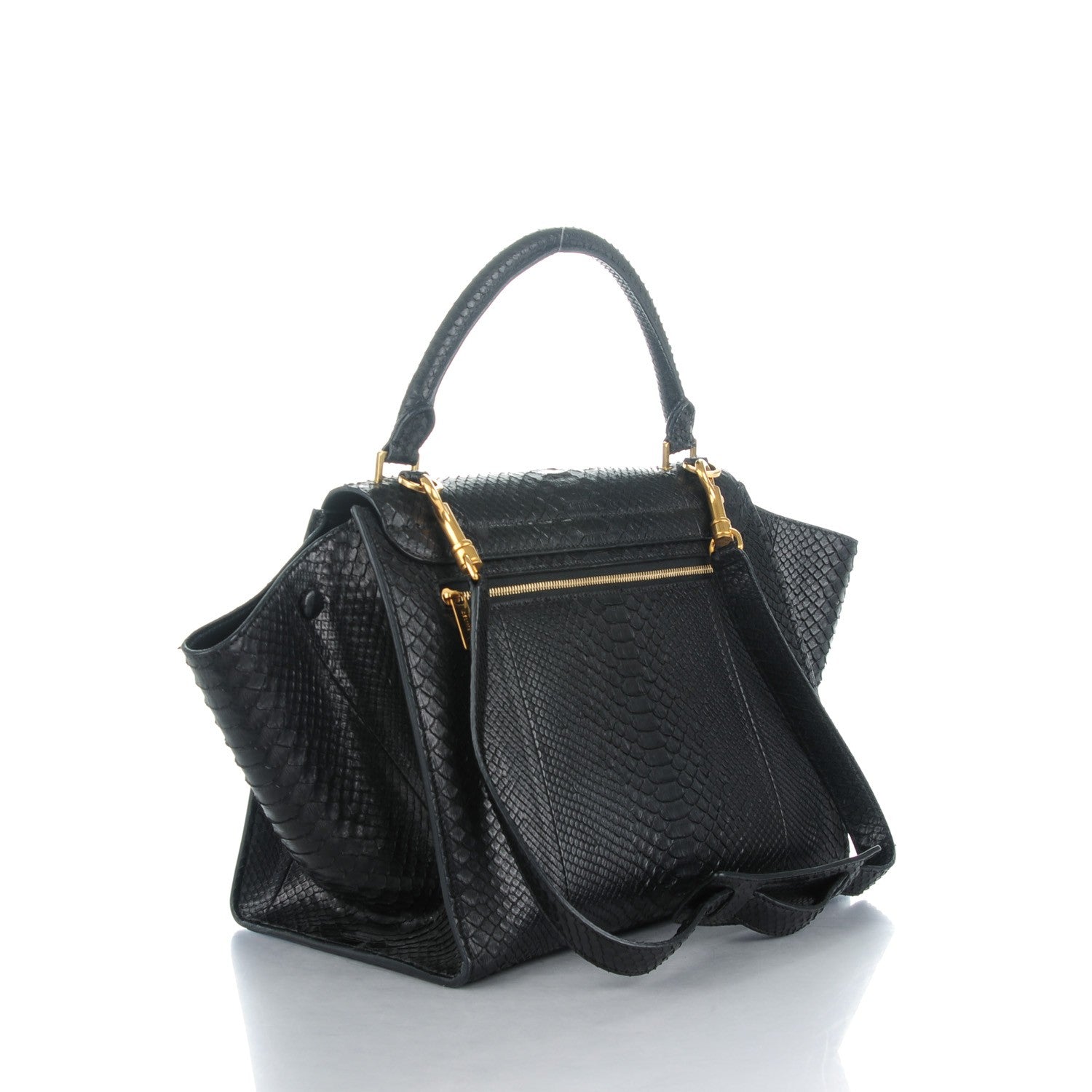 Celine Python Medium Trapeze Black 3 of 8