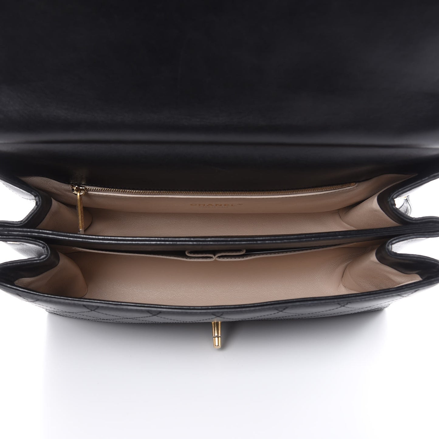 Lambskin Stitched Medium Coco Luxe Handle Flap Black