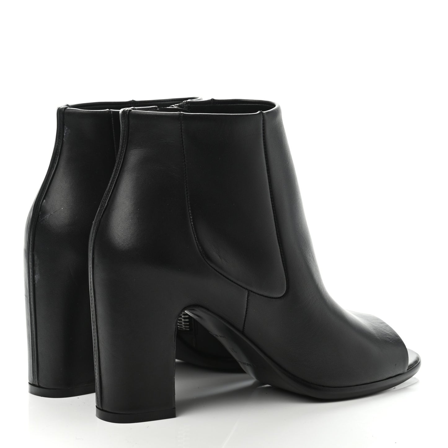 Calfskin Peep Toe Booties 37 Black