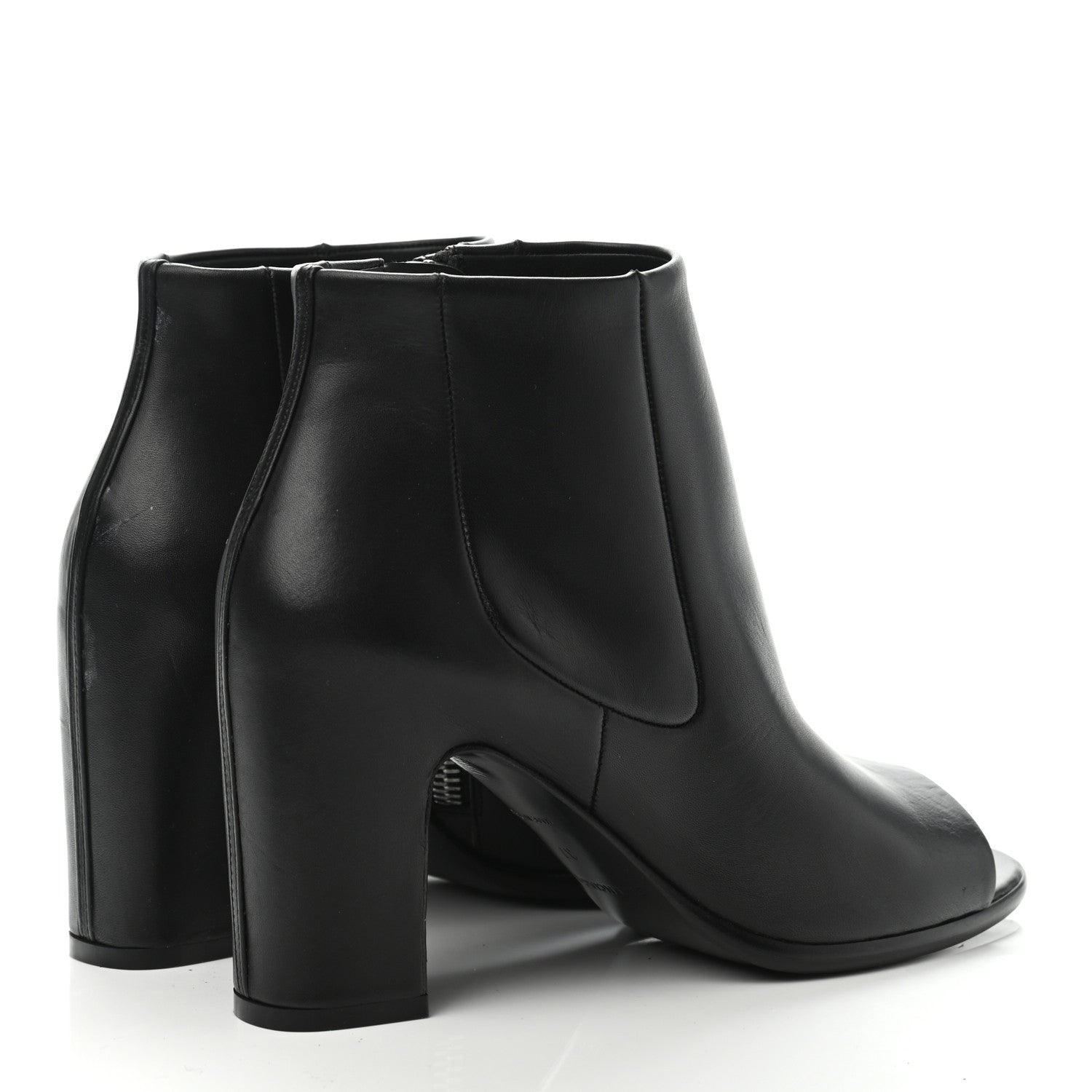 Balenciaga Calfskin Peep Toe Booties 37 Black 3 of 4