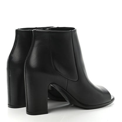 Balenciaga Calfskin Peep Toe Booties 37 Black 3 of 4