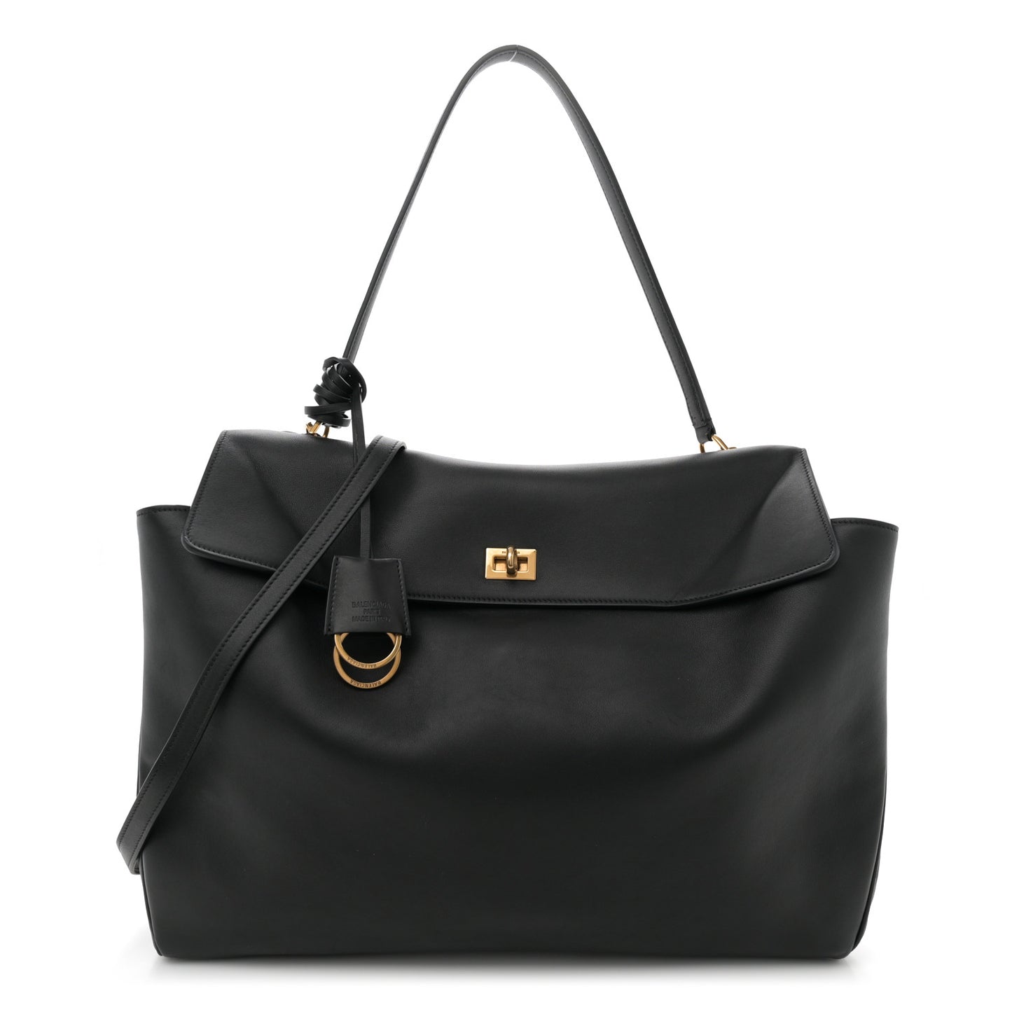 Smooth Calfskin Large Rodeo Top Handle Handbag Black