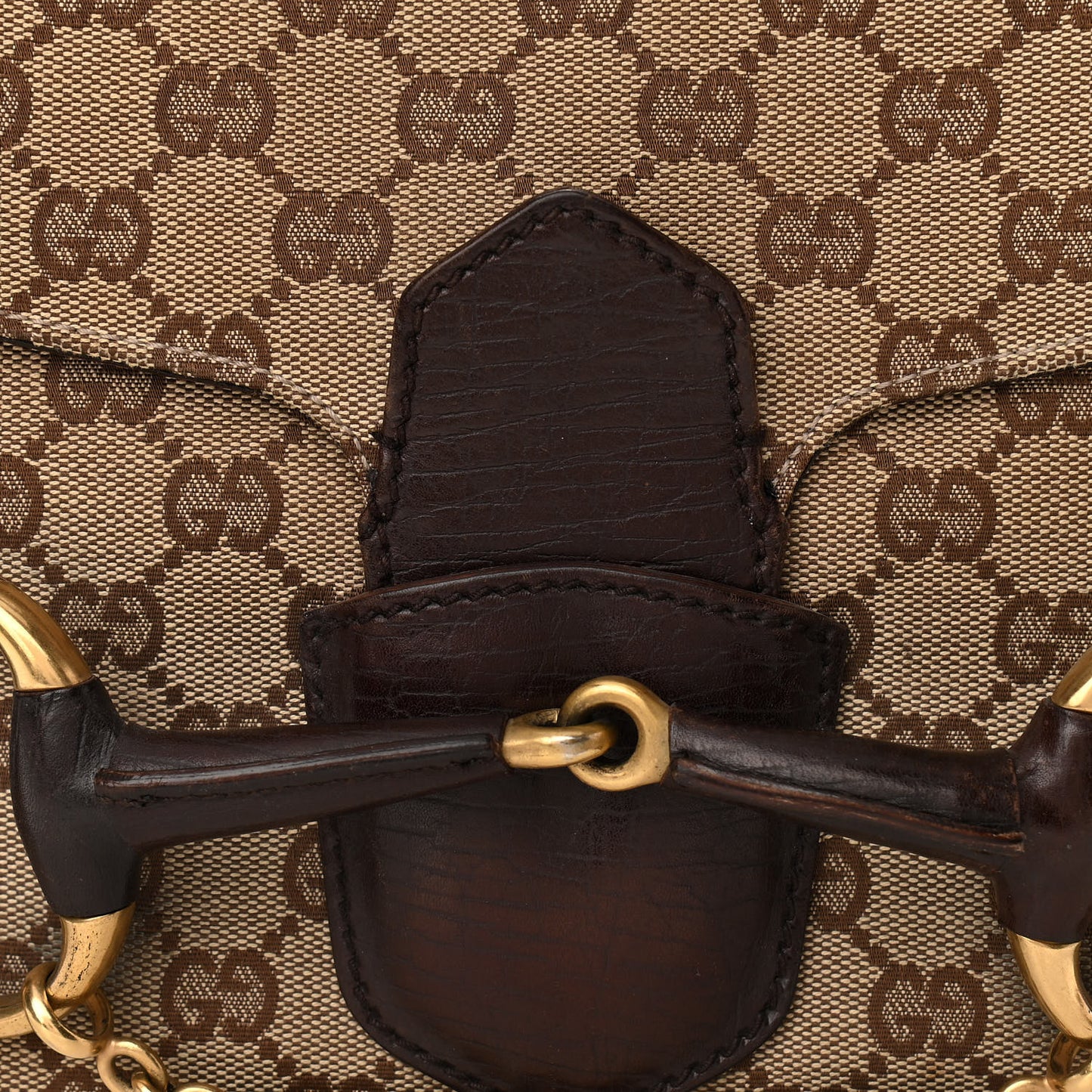 Monogram Horsebit Chain Flap Shoulder Bag Brown