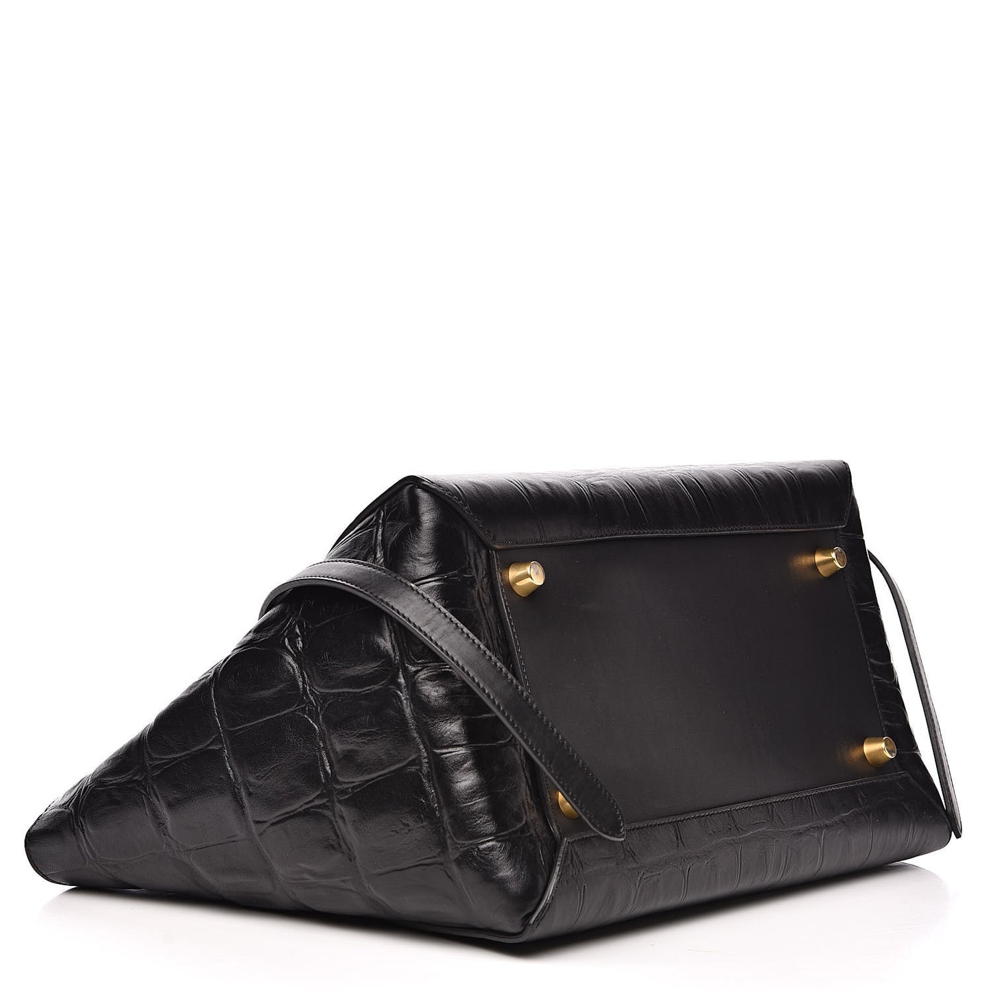 Calfskin Crocodile Embossed Small Belt Bag Black