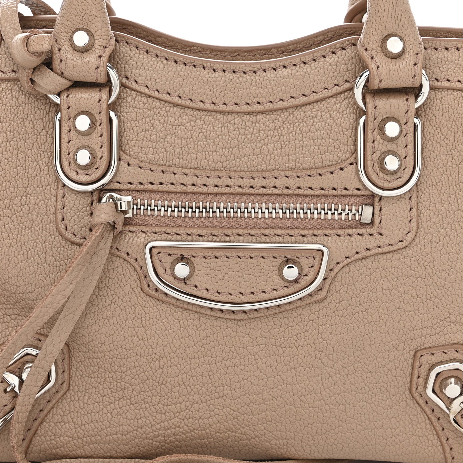 Balenciaga Chevre Silver Metallic Edge Hardware Nano City Beige Latte 9 of 11
