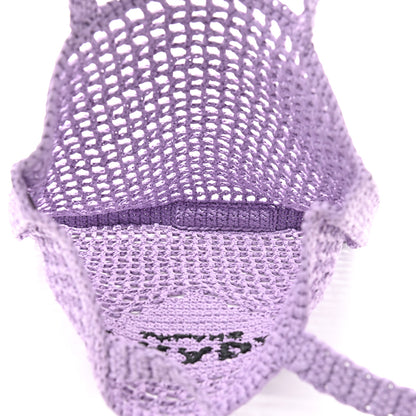 Prada Yarn Raffia Effect Crochet Logo Embroidered Tote Bag Lilium 5 of 9