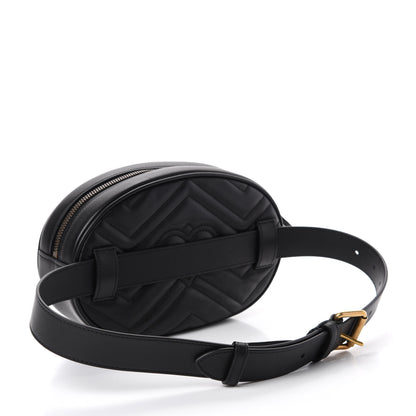 Gucci Calfskin Matelasse GG Marmont Belt Bag 75 30 Black 3 of 11