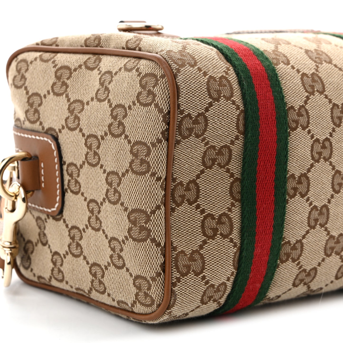 GG Supreme Web Mini GG Top Handle Bag Beige Ebony Dark Brown