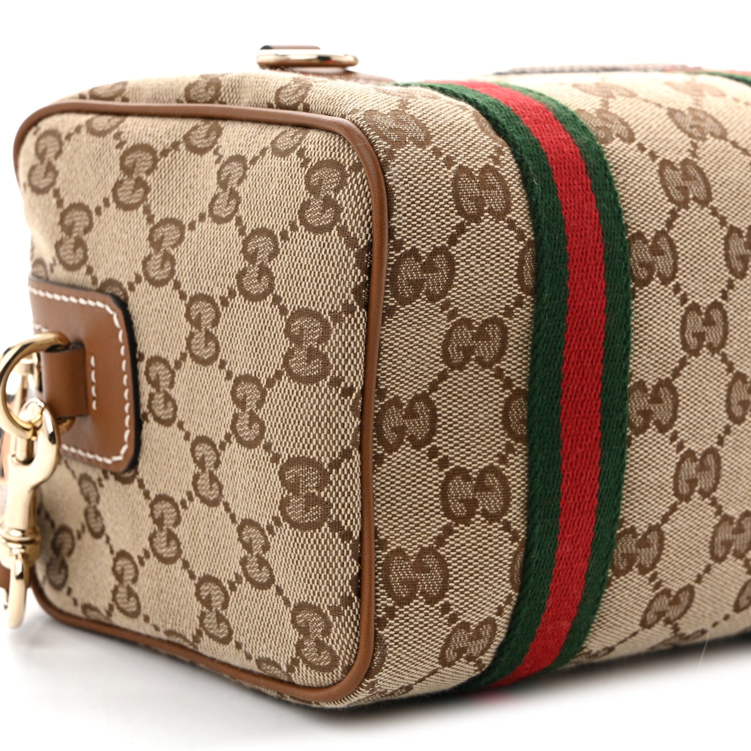 Gucci GG Supreme Web Mini GG Top Handle Bag Beige Ebony Dark Brown 9 of 10