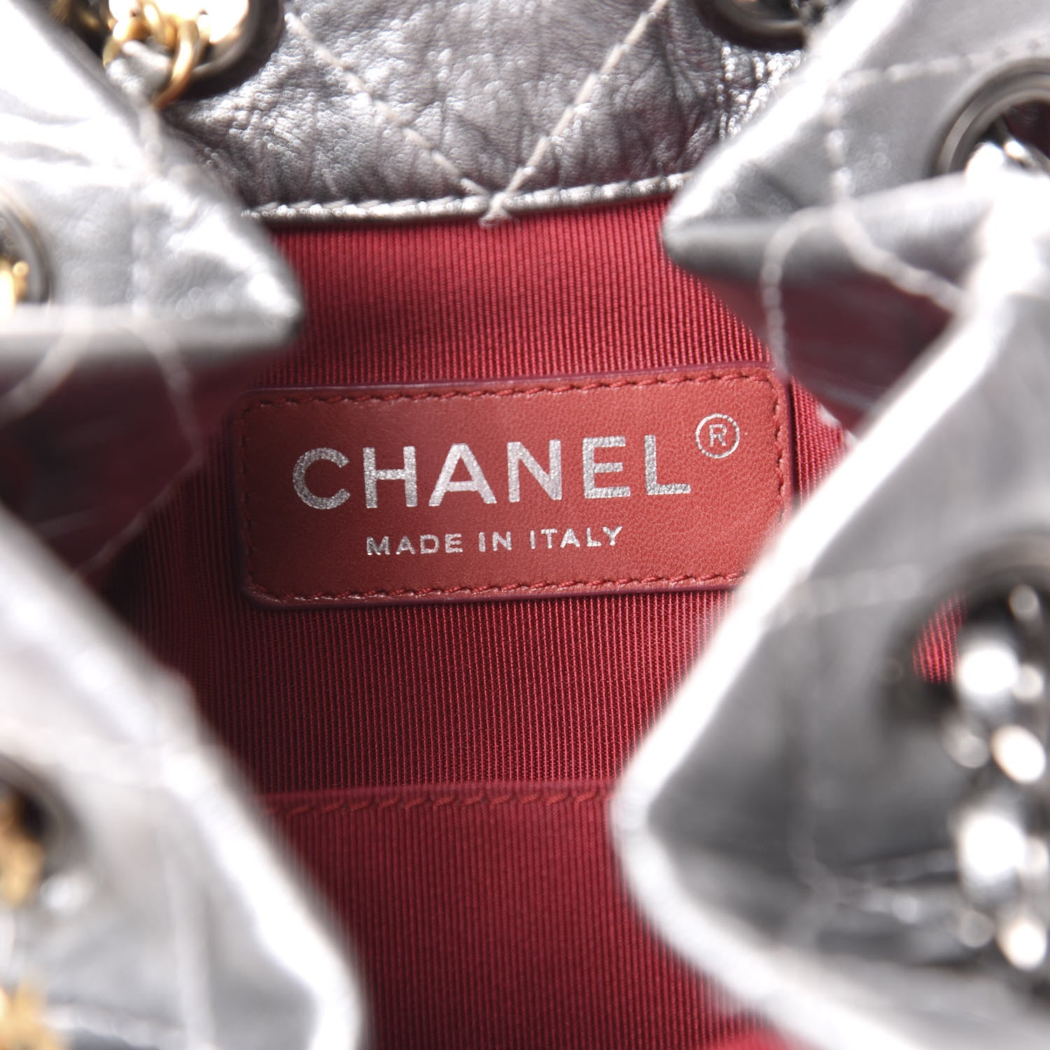 Chanel Metallic Crumpled Calfskin Quilted Gabrielle Backpack Silver 5 of 13