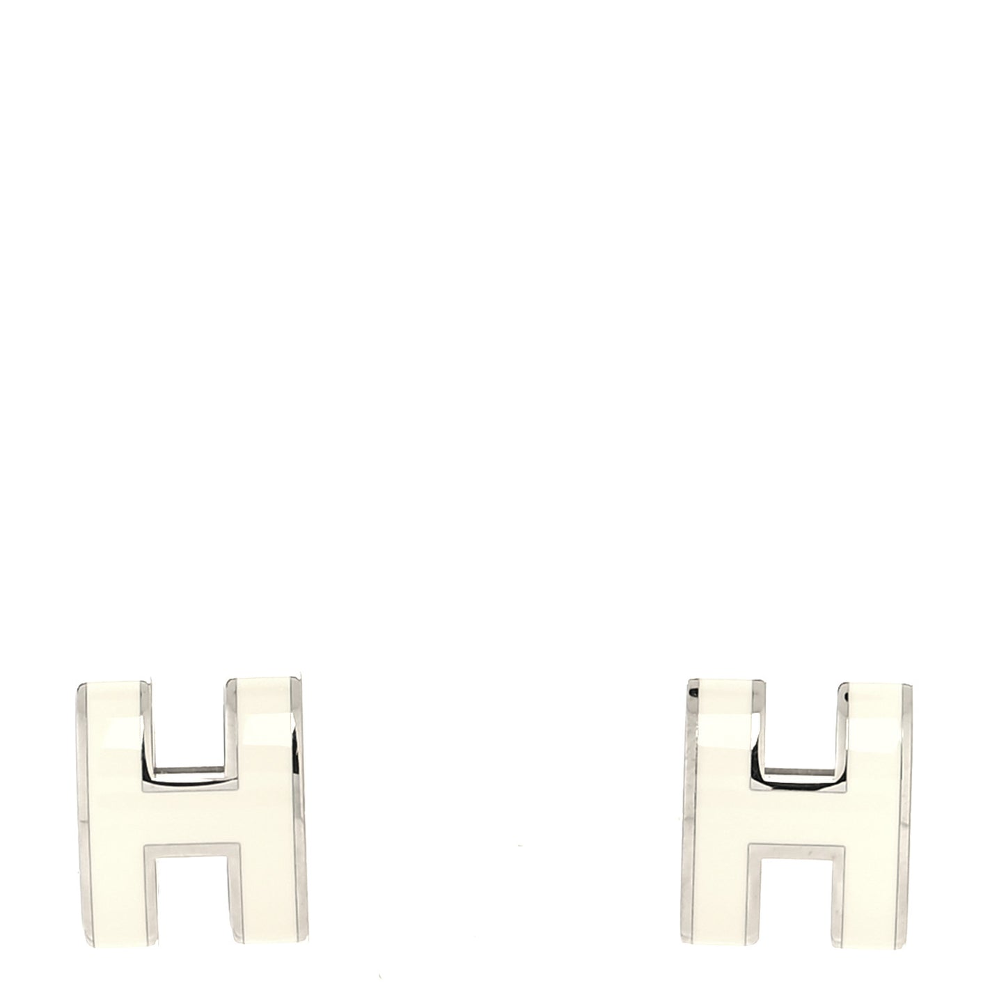 Palladium Lacquered Mini Pop H Earrings White