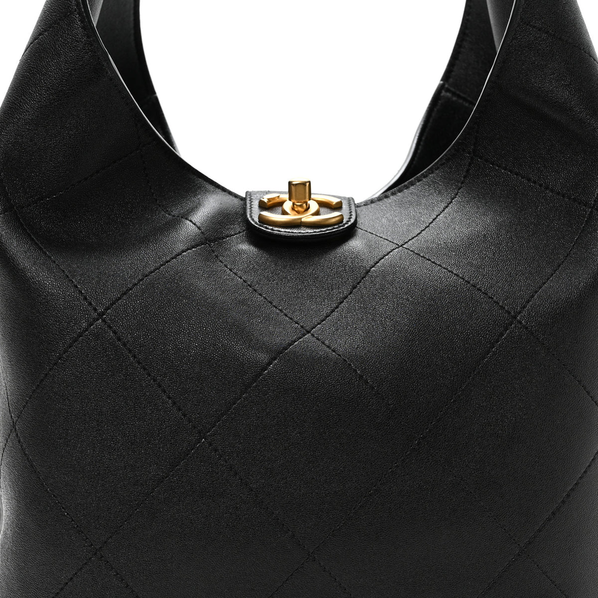 Chanel Shiny Lambskin Quilted Large Hobo Black 8 of 11