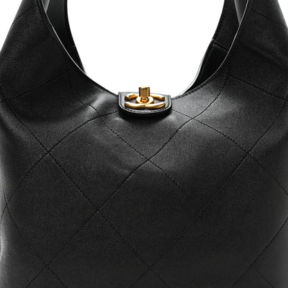 Chanel Shiny Lambskin Quilted Large Hobo Black 8 of 11