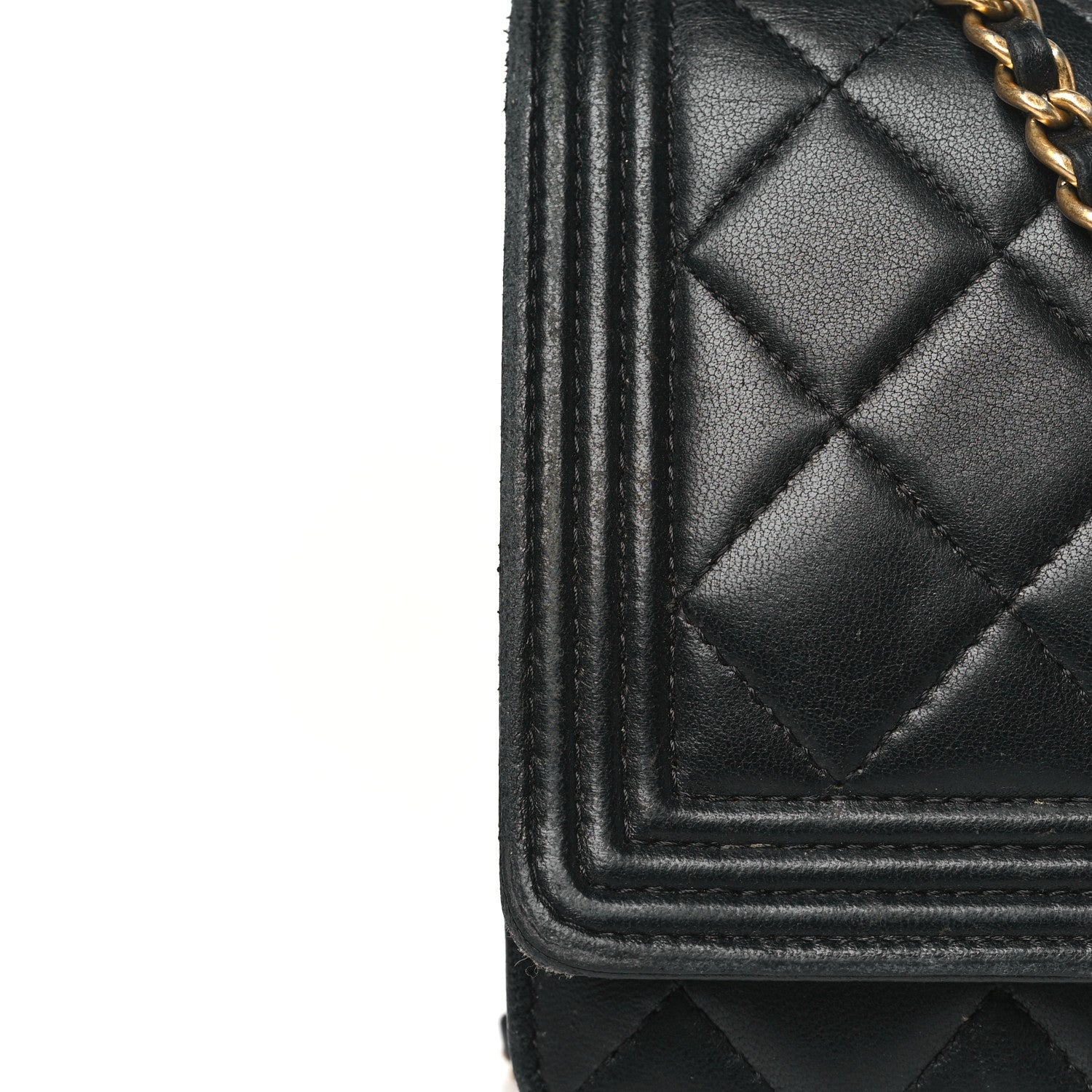 Chanel Lambskin Quilted Boy Wallet On Chain WOC Black 13 of 16
