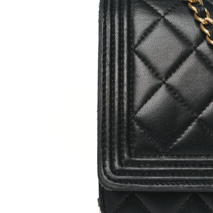Chanel Lambskin Quilted Boy Wallet On Chain WOC Black 13 of 16