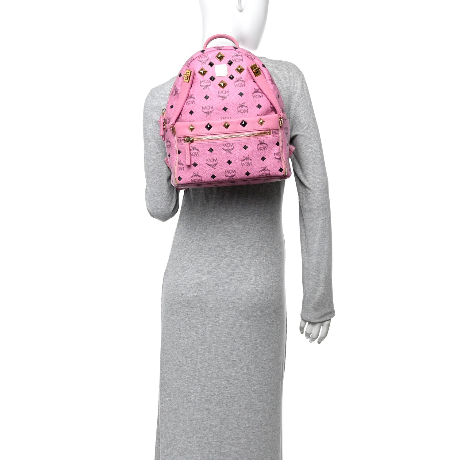 MCM Visetos Studded Small Dual Stark Backpack Pink 2 of 10