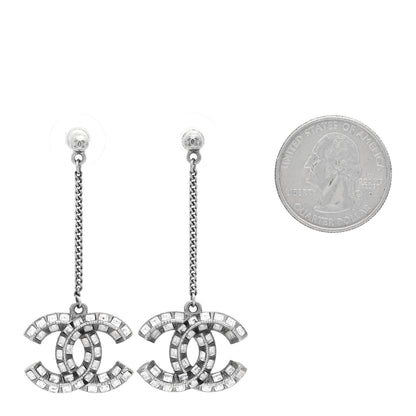 Chanel Baguette Crystal CC Drop Earrings Silver 2 of 4