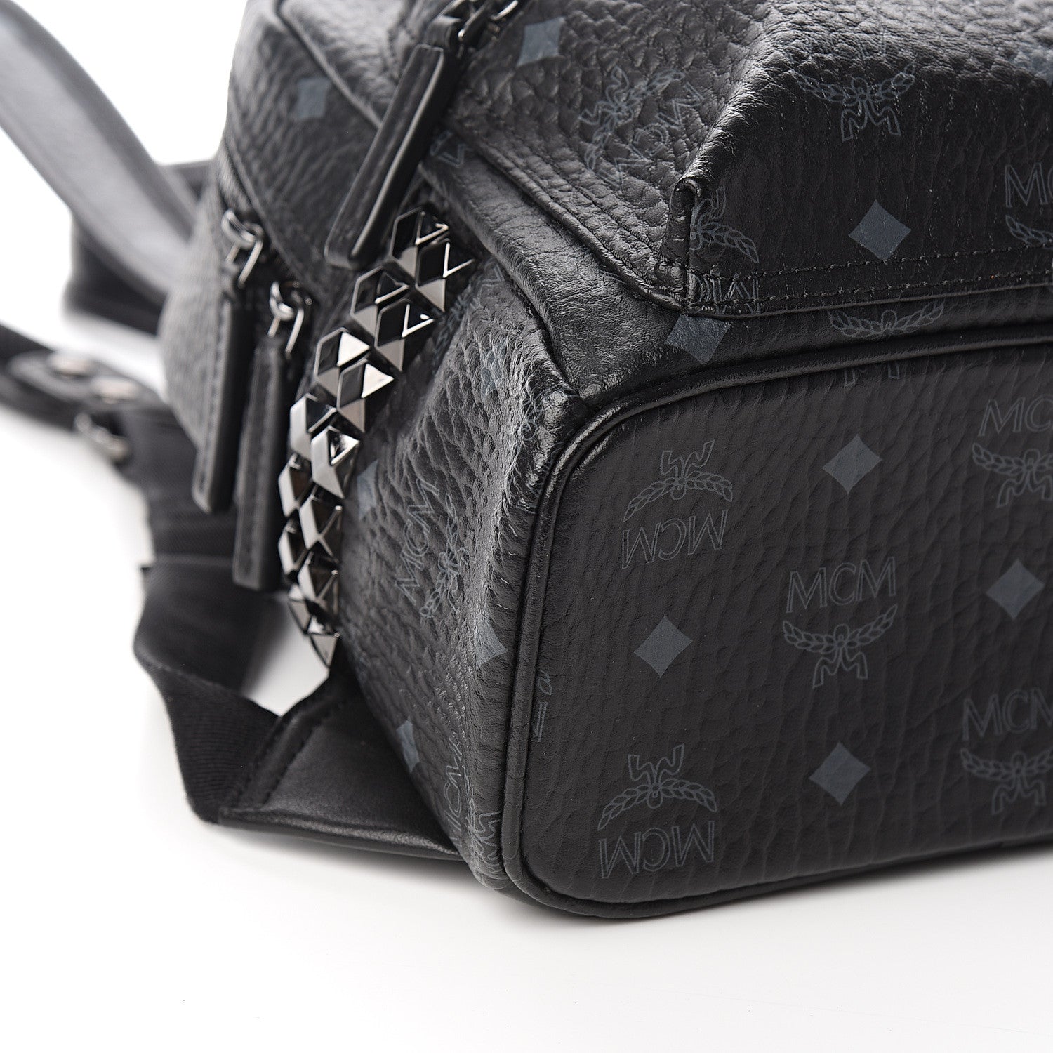 MCM Visetos Side Stud Mini Stark Backpack Black 7 of 10