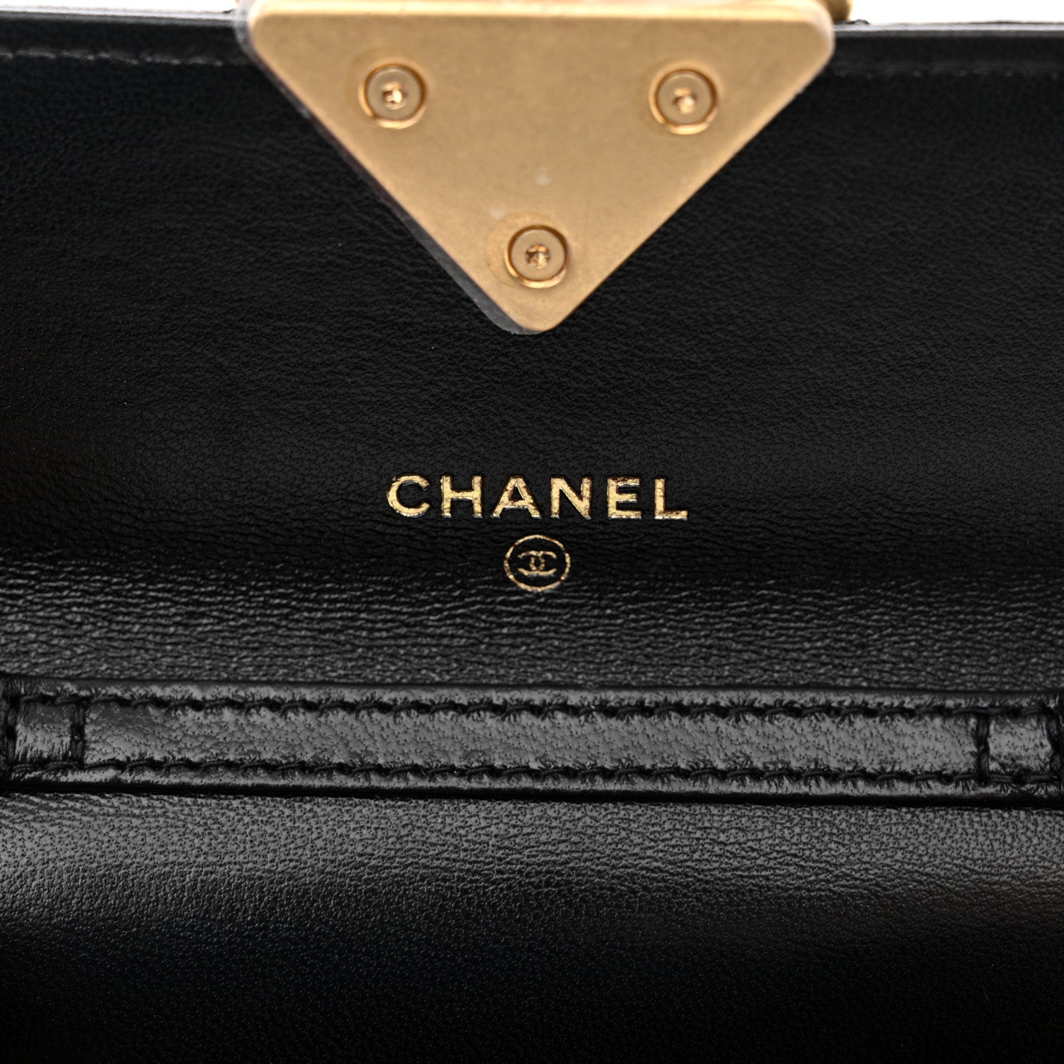 Chanel Lambskin Quilted Diamond Lock Card Holder On Chain Black 6 of 11