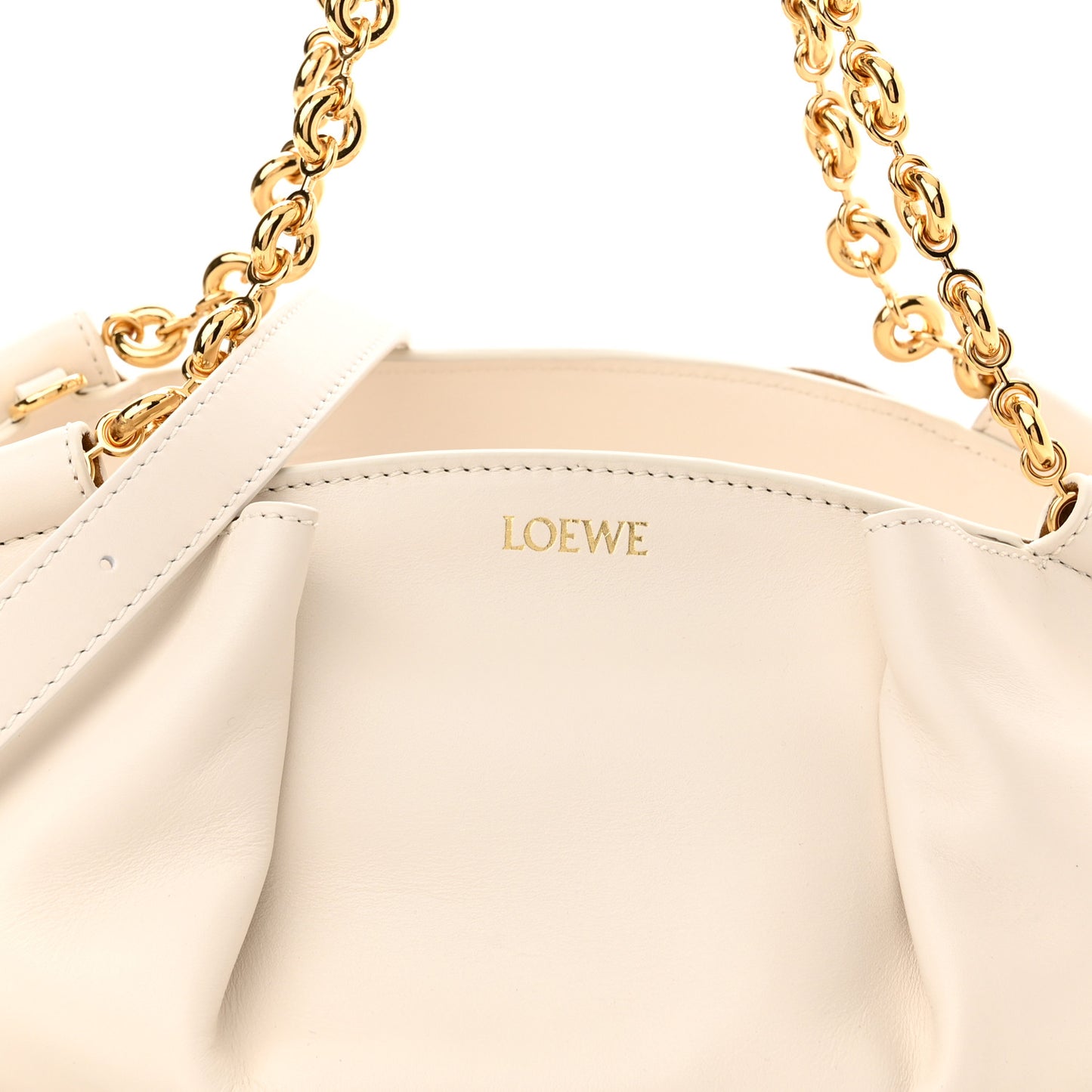 Shiny Nappa Calfskin Small Paseo Bag With Chain Soft White