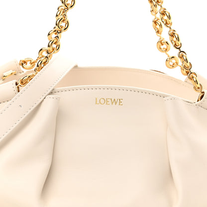 Loewe Shiny Nappa Calfskin Small Paseo Bag With Chain Soft White 7 of 9
