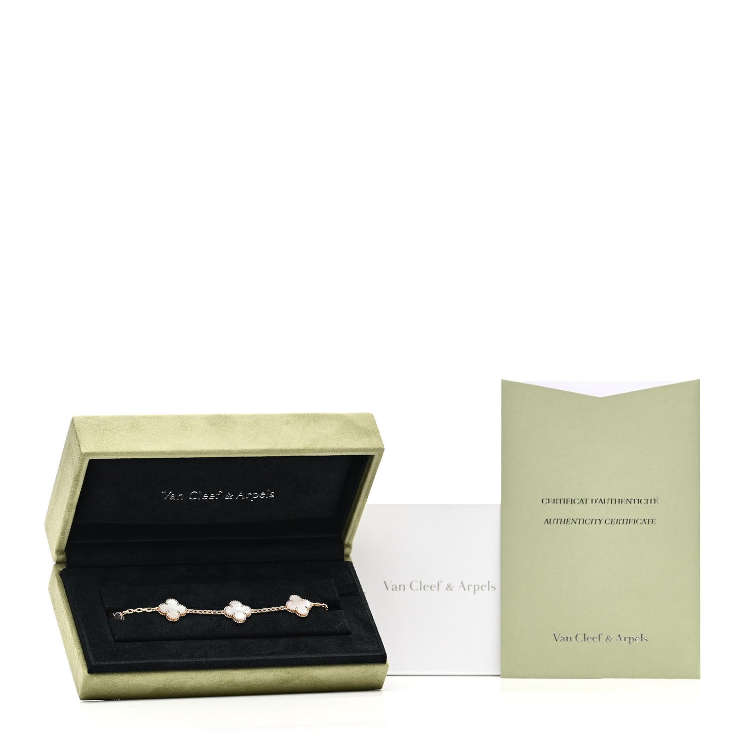 18K Yellow Gold Mother of Pearl 5 Motifs Vintage Alhambra Bracelet