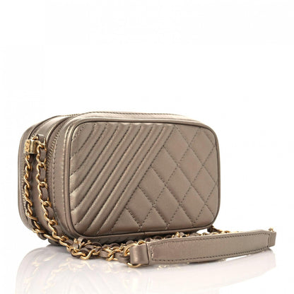 Chanel Metallic Lambskin Mini Coco Boy Camera Case Dark Gold 3 of 13