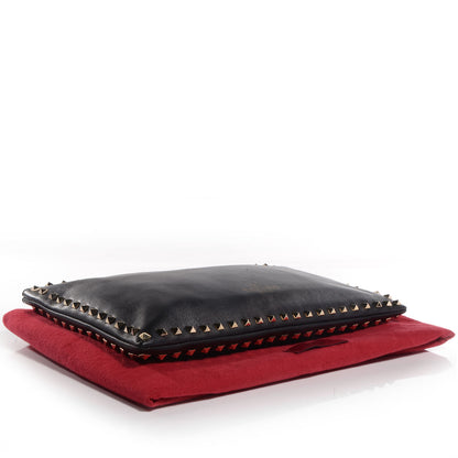 Valentino Garavani Vitello Large Rockstud Zip Wristlet Pouch Black 4 of 8