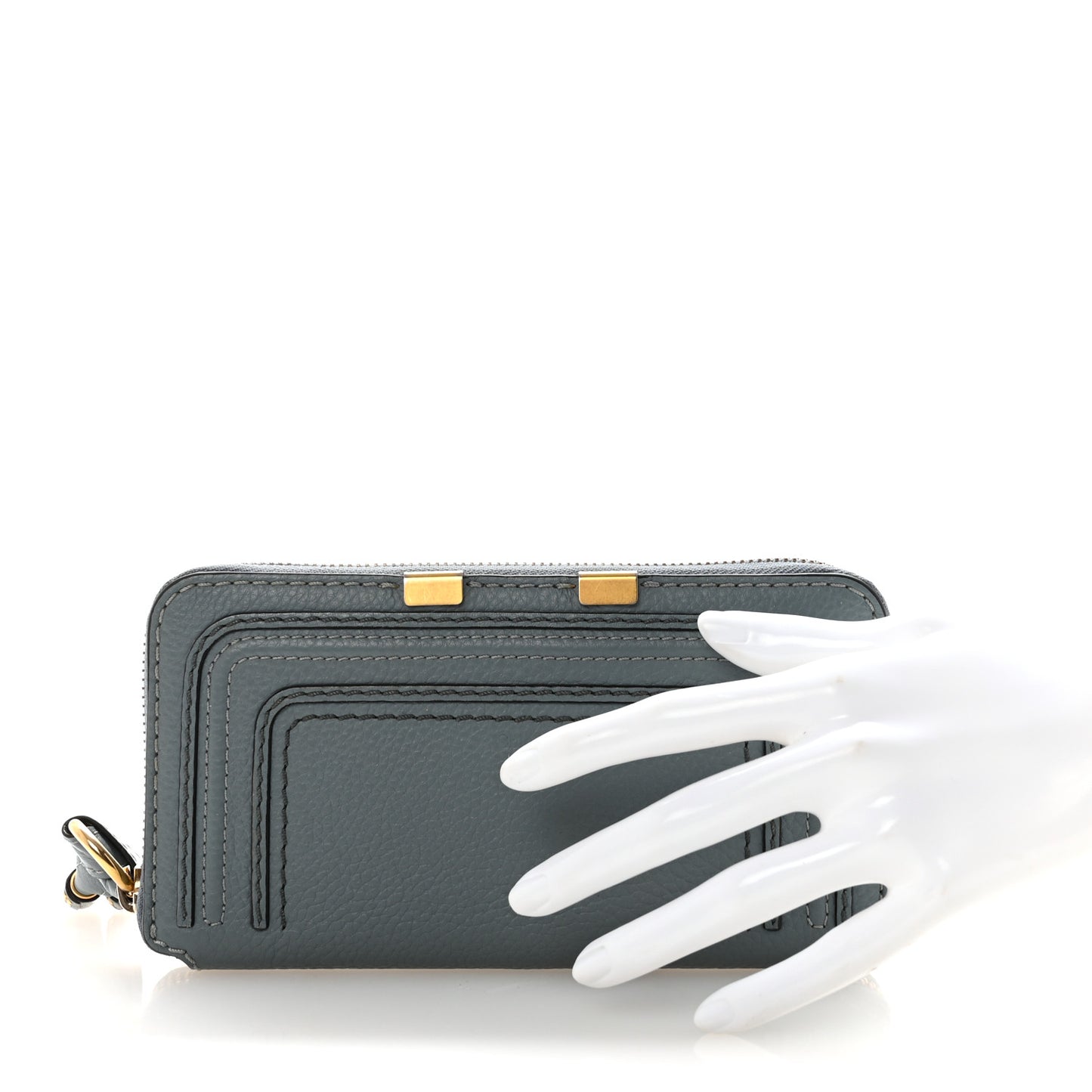Grained Calfskin Marcie Long Zip Around Wallet Cloudy Blue