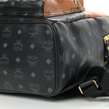 MCM Visetos Bi-Color Studded Medium Backpack Black Cognac 10 of 10