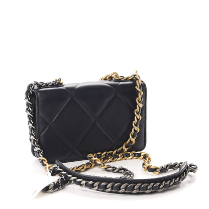 Chanel Lambskin Quilted 19 Wallet On Chain WOC Navy Blue 3 of 12