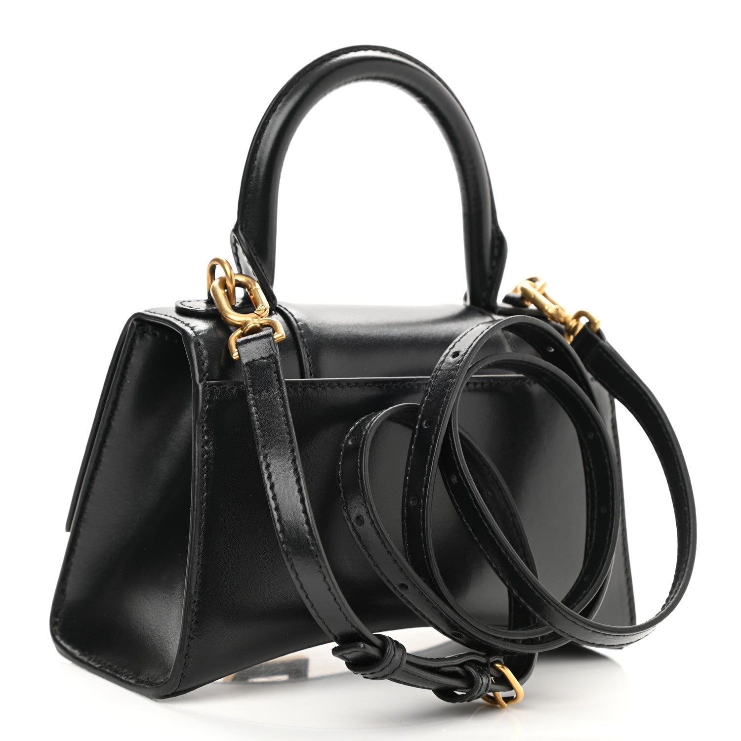 Balenciaga Shiny Box Calfskin Hourglass Top Handle Bag Mini Black 3 of 8