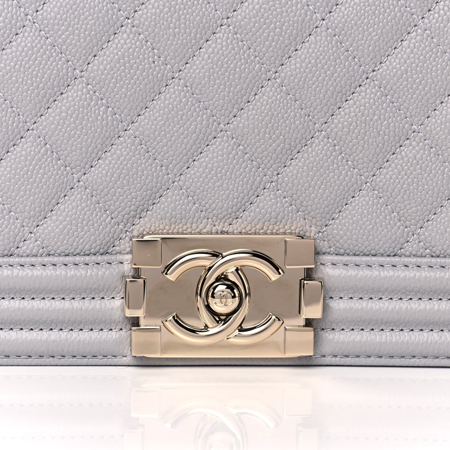 Chanel Caviar Quilted Medium Boy Flap Light Grey 7 of 10