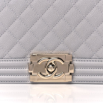 Chanel Caviar Quilted Medium Boy Flap Light Grey 7 of 10