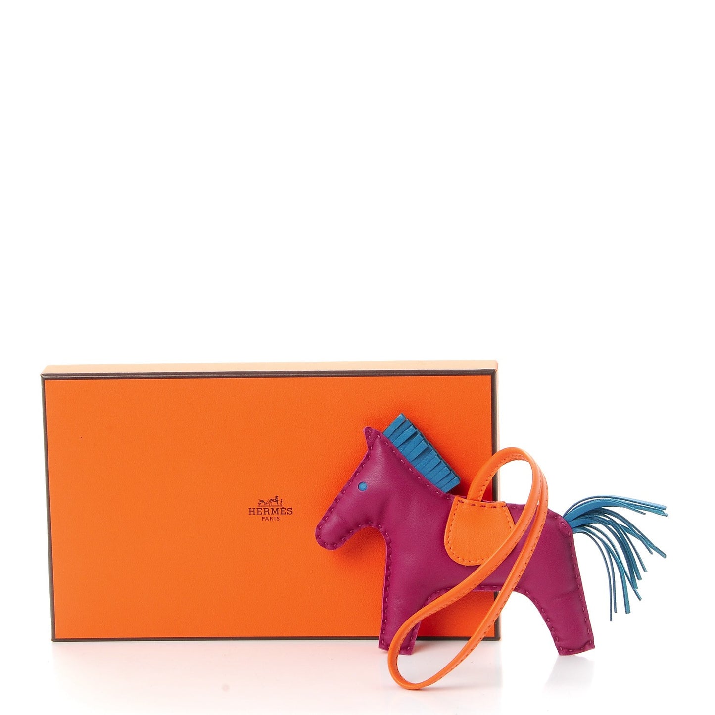 Milo Lambskin Grigri Rodeo Horse Bag Charm MM Tosca Bleu Izmir Orange