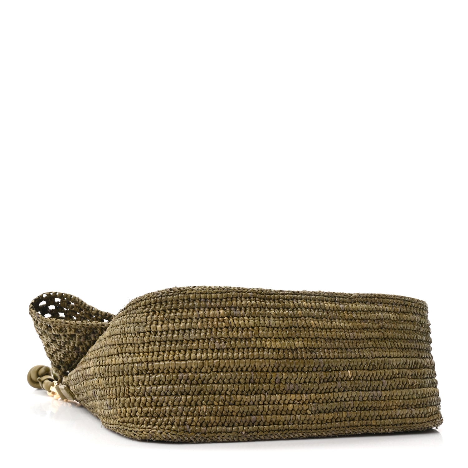 Loewe Raffia Calfskin Donut Chain Medium Ola Shoulder Bag Dark Khaki 4 of 11
