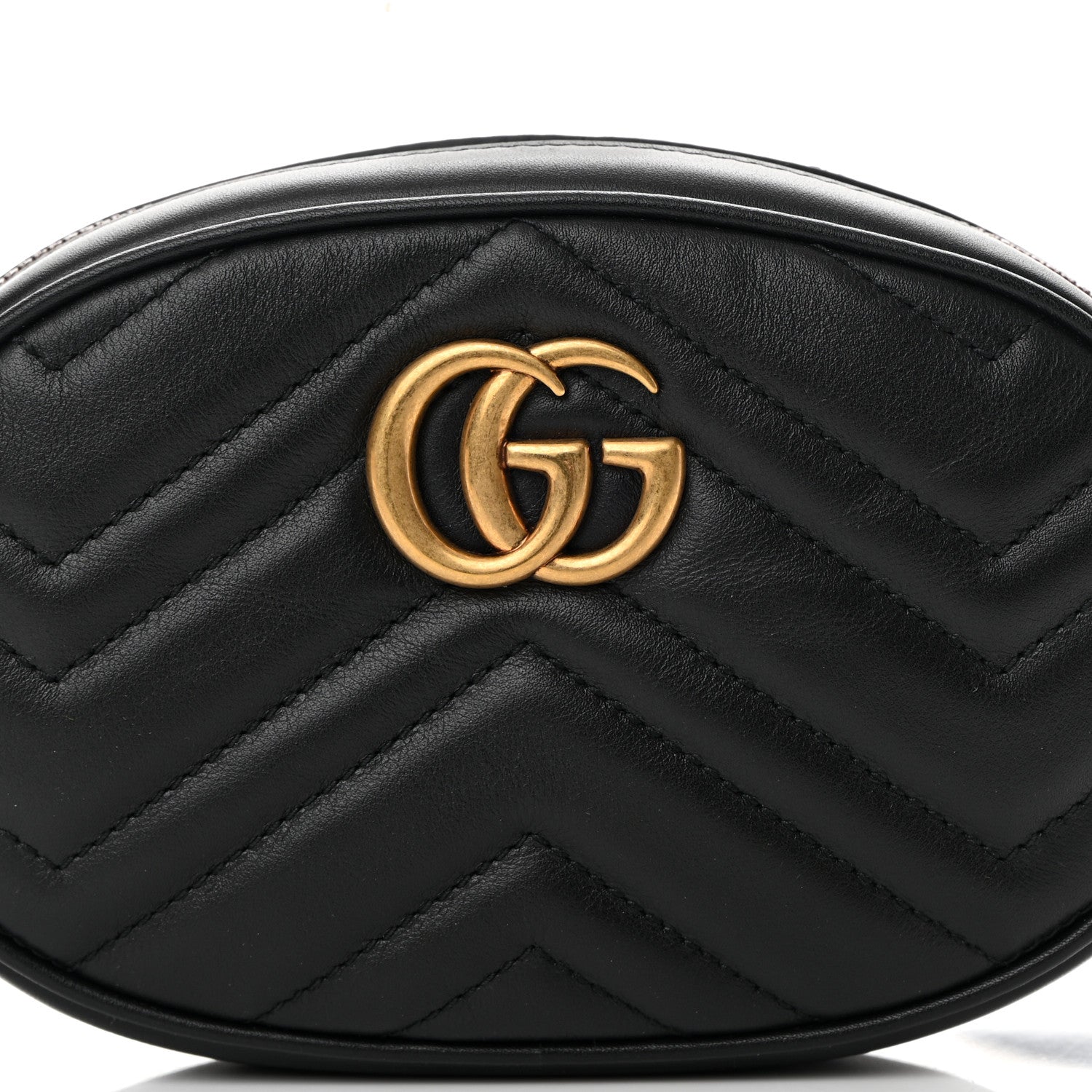Gucci Calfskin Matelasse GG Marmont Belt Bag 85 34 Black 8 of 13
