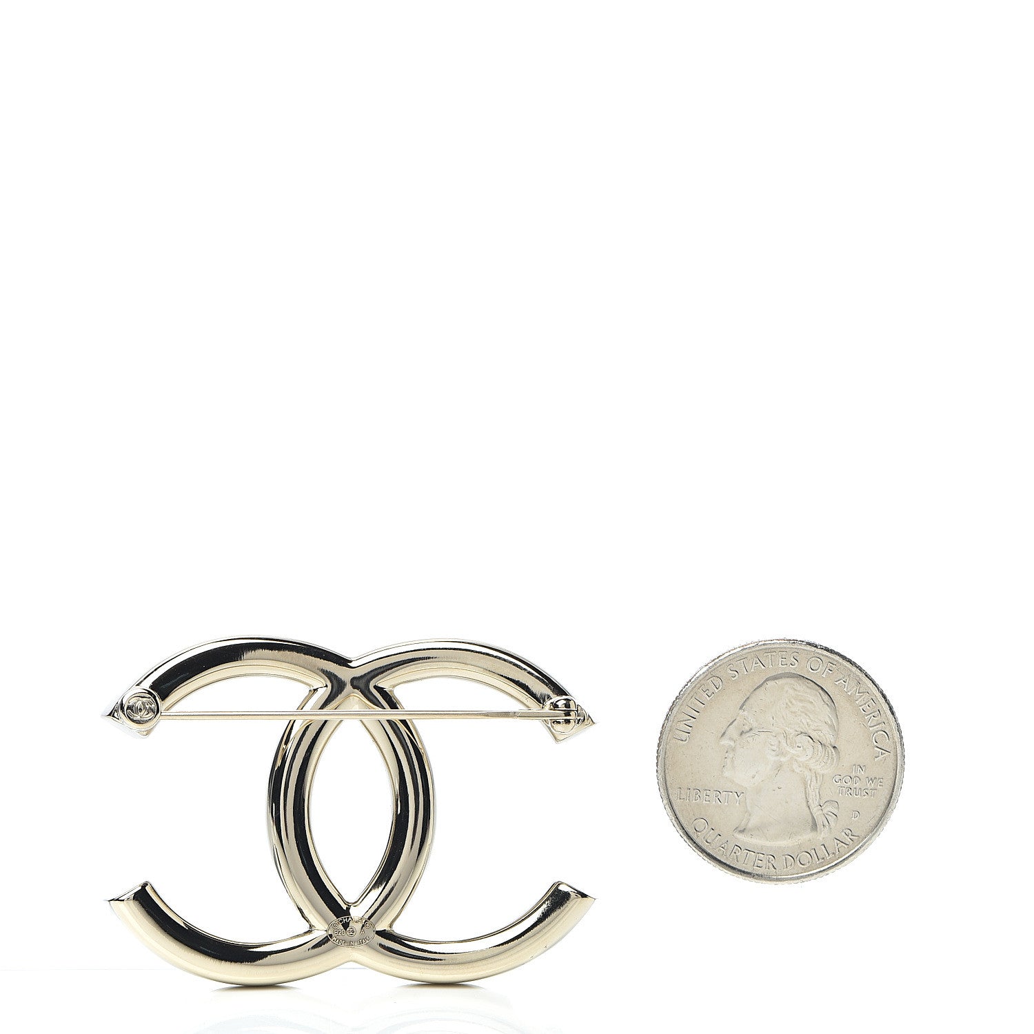 Chanel Baguette Crystal CC Brooch Light Gold 2 of 4