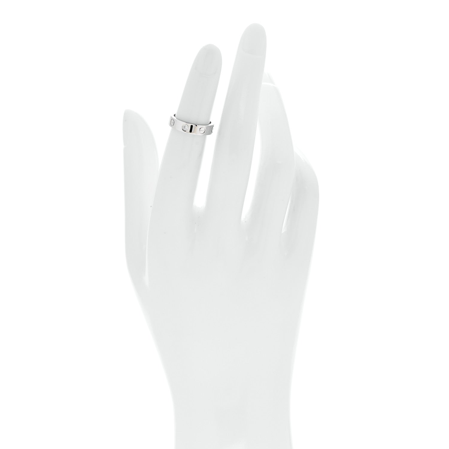 Cartier 18K White Gold Diamond 4mm LOVE Wedding Band Ring 46 3.75 2 of 4