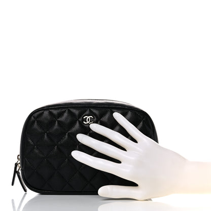 Chanel Caviar Quilted Curvy Pouch Cosmetic Case Black 2 of 10
