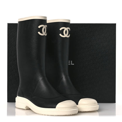Chanel Caoutchouk CC High Boots 41 Black White 12 of 12
