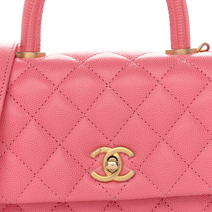 Chanel Caviar Lizard Embossed Quilted Mini Coco Handle Flap Pink 8 of 10