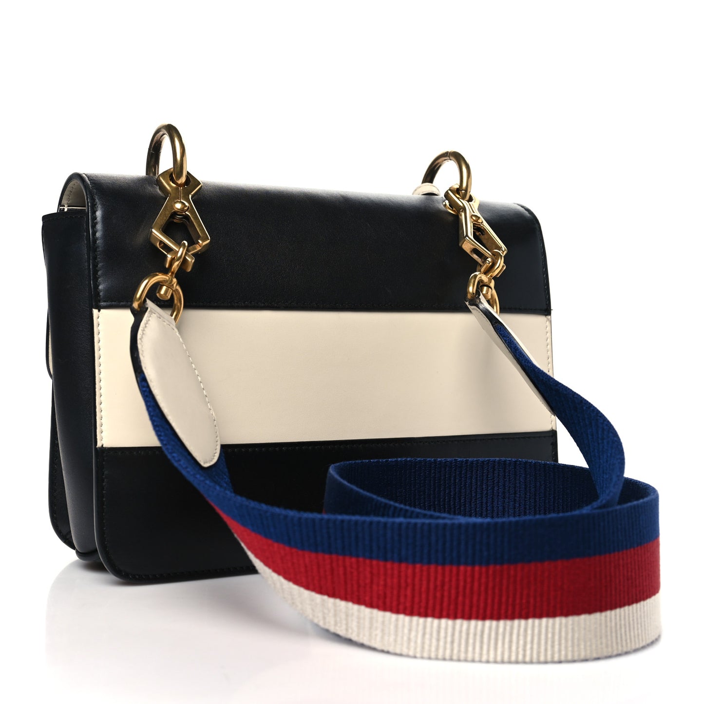 Calfskin Sylvie Web Queen Margaret Shoulder Bag Mystic White Black