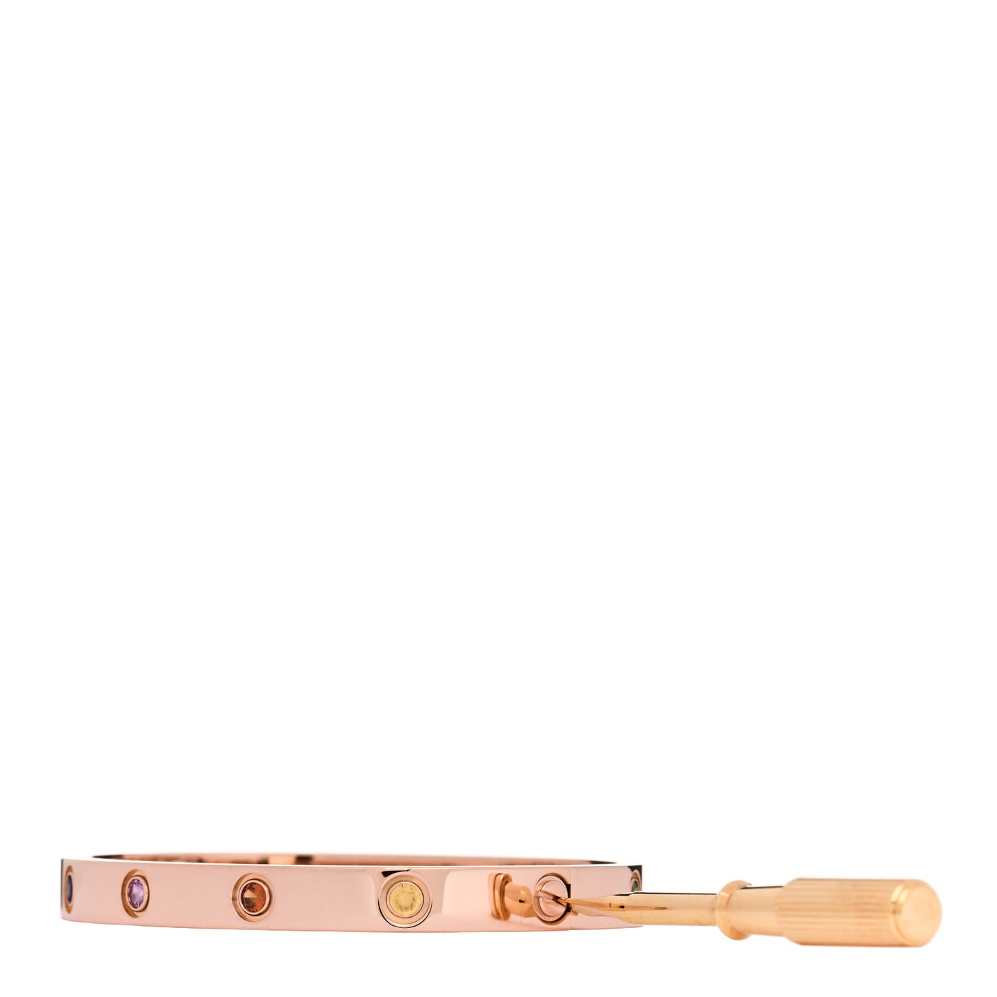 18K Pink Gold Sapphire Garnet Amethyst LOVE Bracelet 17
