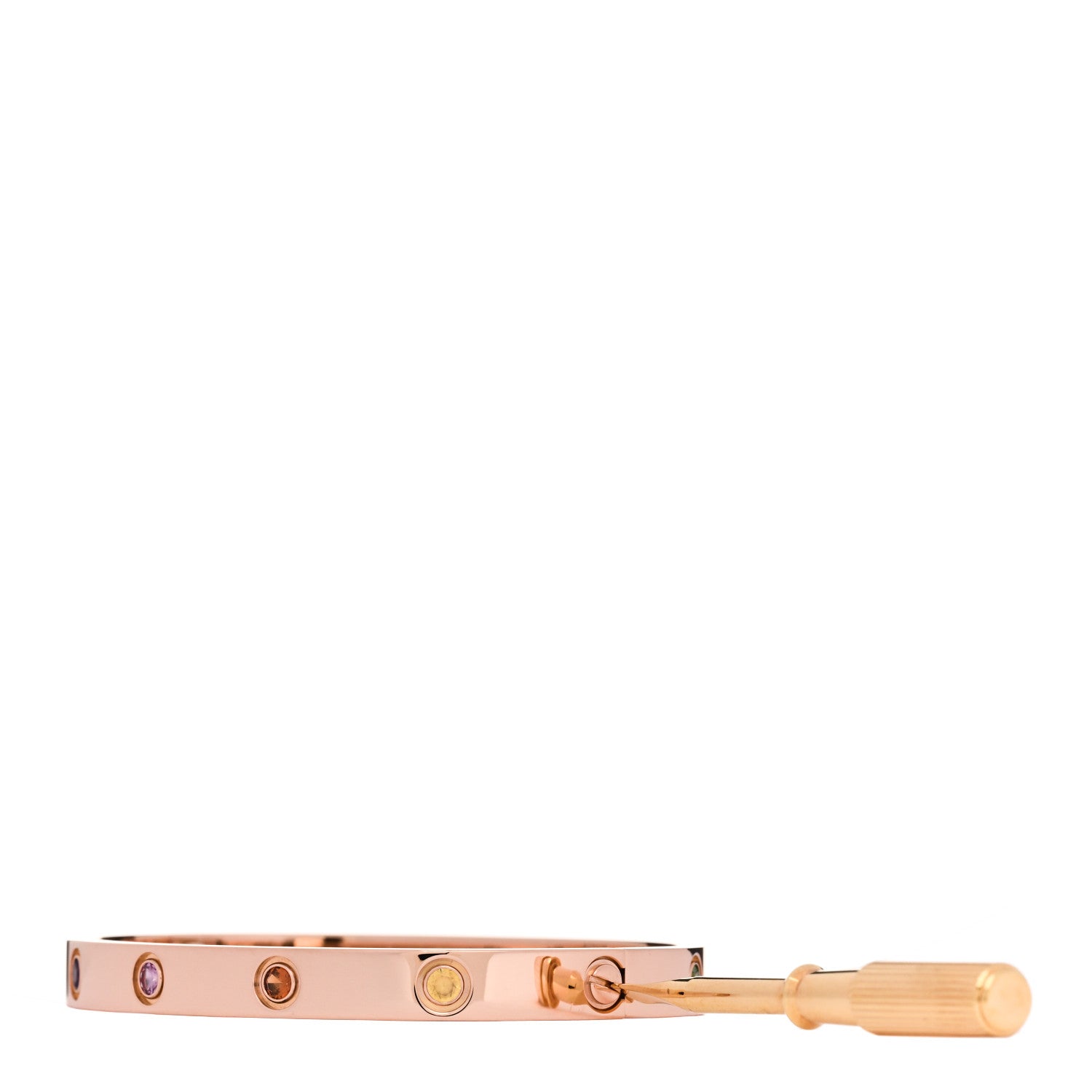 Cartier 18K Pink Gold Sapphire Garnet Amethyst LOVE Bracelet 17 3 of 9