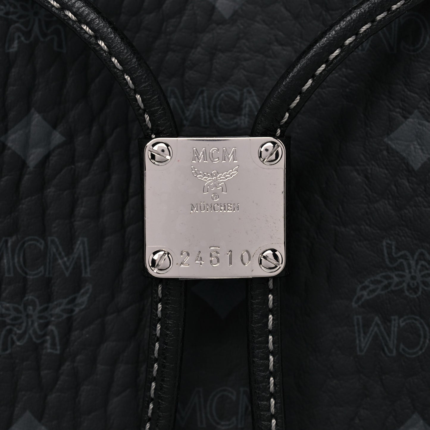 Visetos Calfskin Drawstring Bucket Bag Black