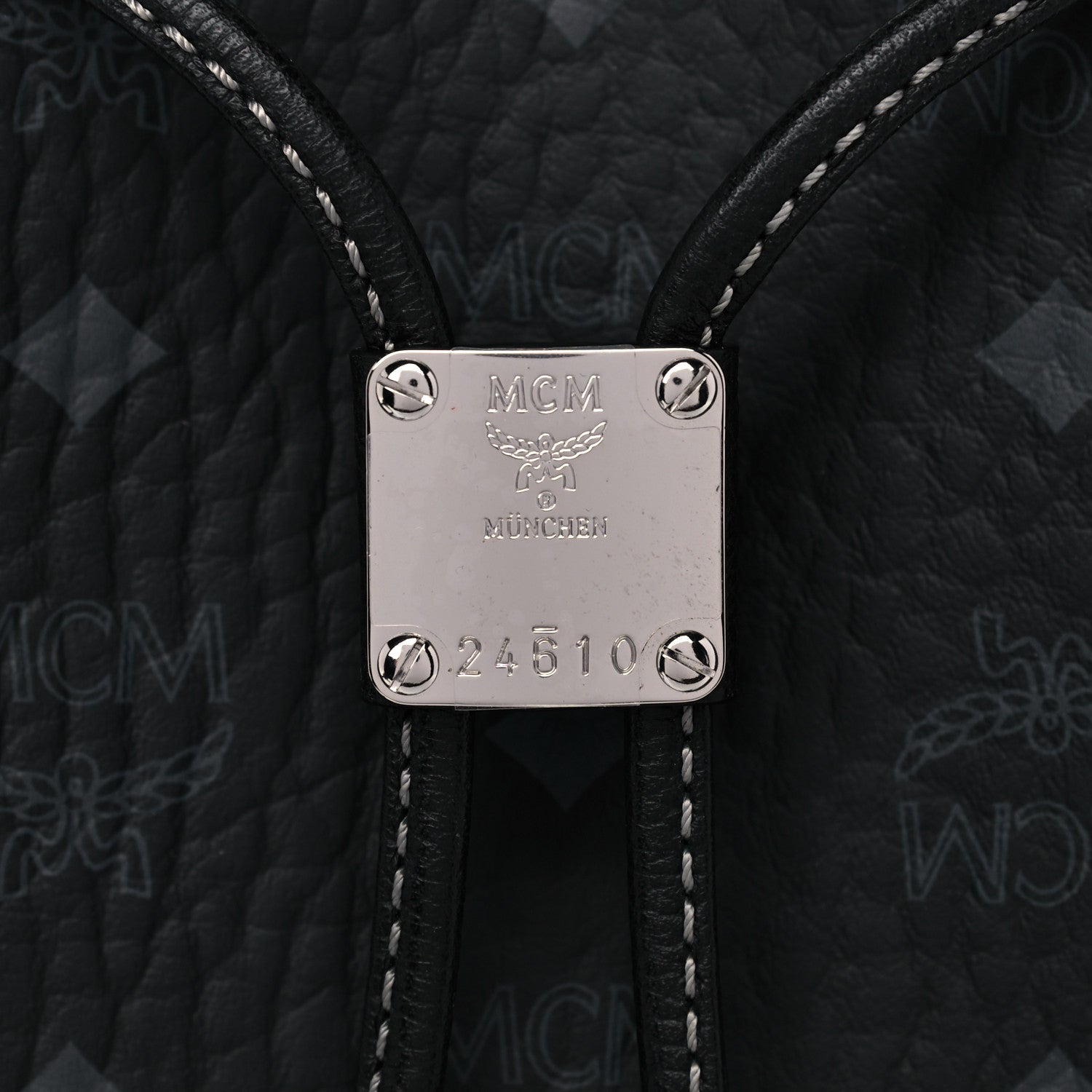 MCM Visetos Calfskin Drawstring Bucket Bag Black 7 of 10