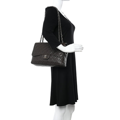 Chanel Caviar Quilted Jumbo Single Flap Dark Brown 2 of 10